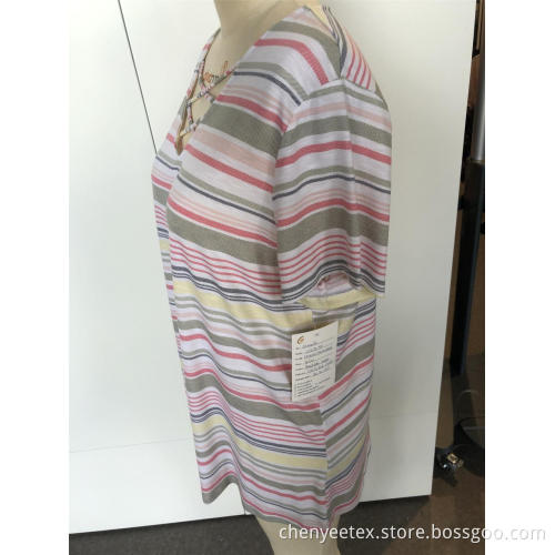 Plus-size striped short sleeves for women